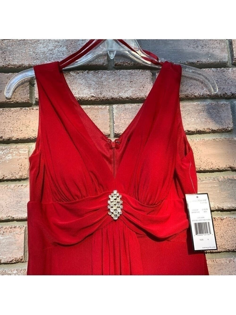 JESSICA HOWARD EVENINGS drape front rhinestone holiday evening party dress - Picture 3 of 15